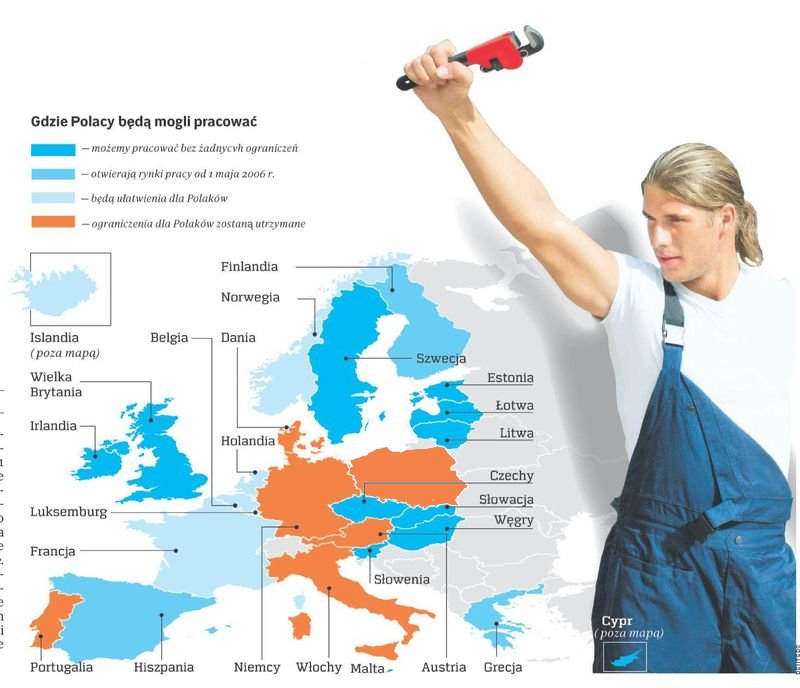 European employement map for Poles
